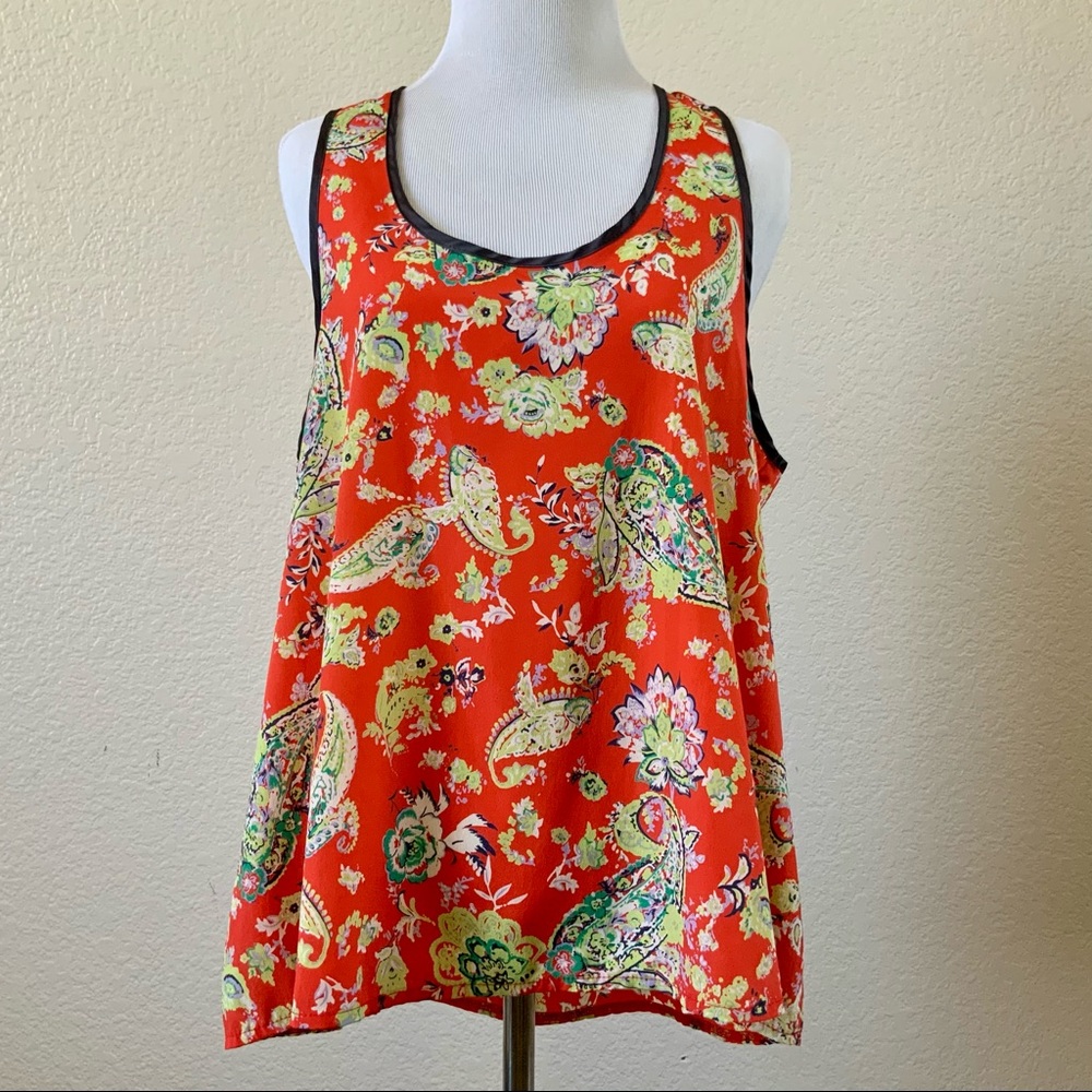 SWEET RAIN Red Floral Tank Sz M